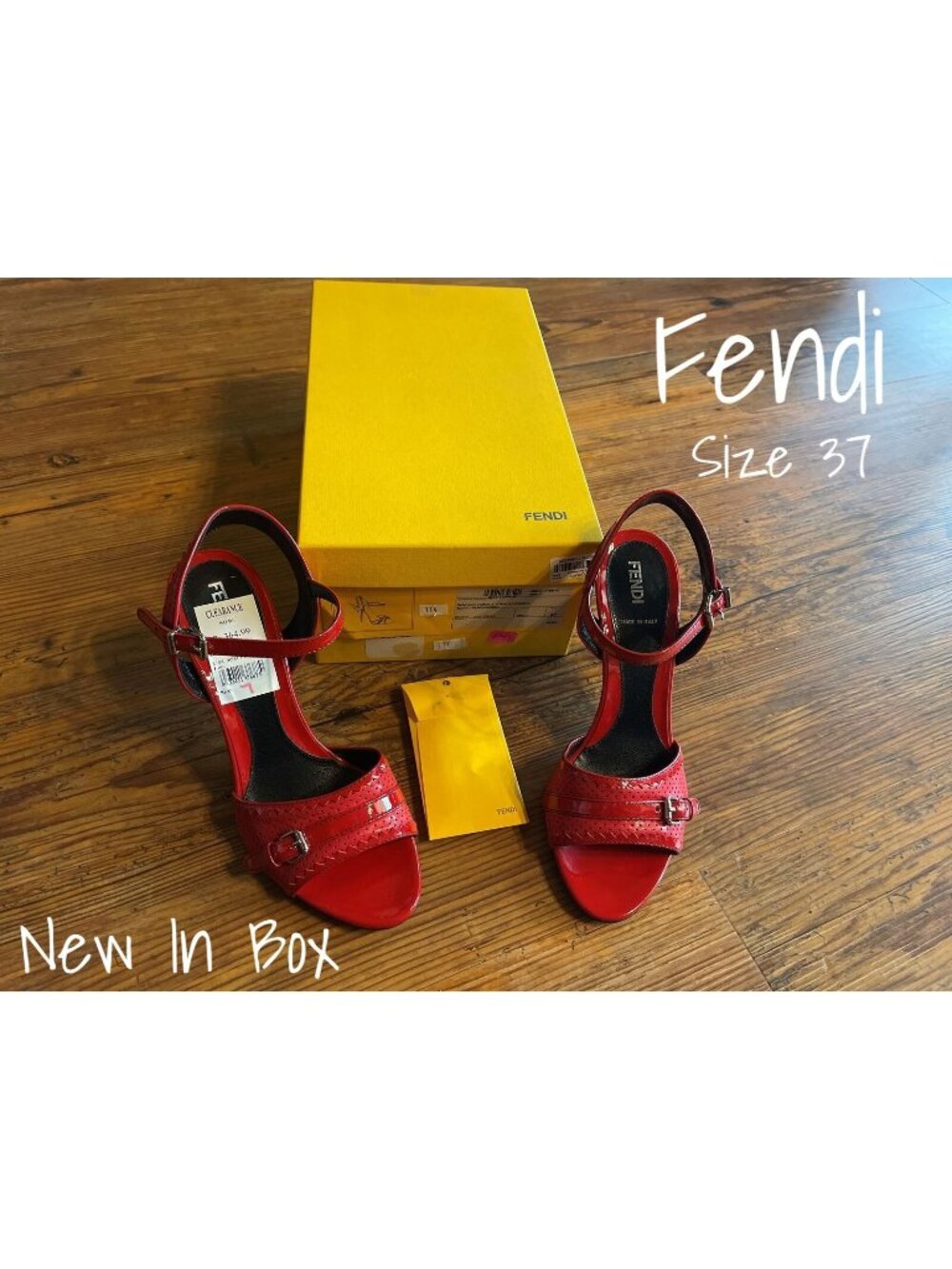 Fendi Patent Leather Vernice Forata Shoes Heels Red Size 37 New In Box